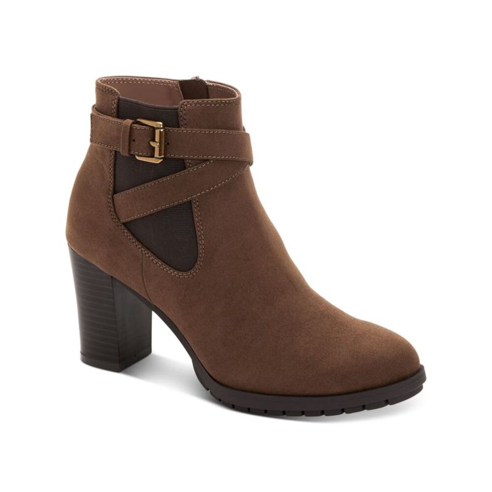 STYLE & COMPANY Womens Brown Goring Laleen Almond Toe Block Heel Booties 5 M
